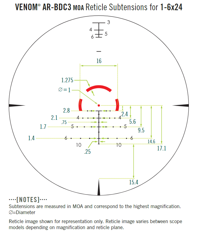 AS239 Venom® 1-6x24 SFP AR-BDC3 AR15 Scope Package (VEN-1601)